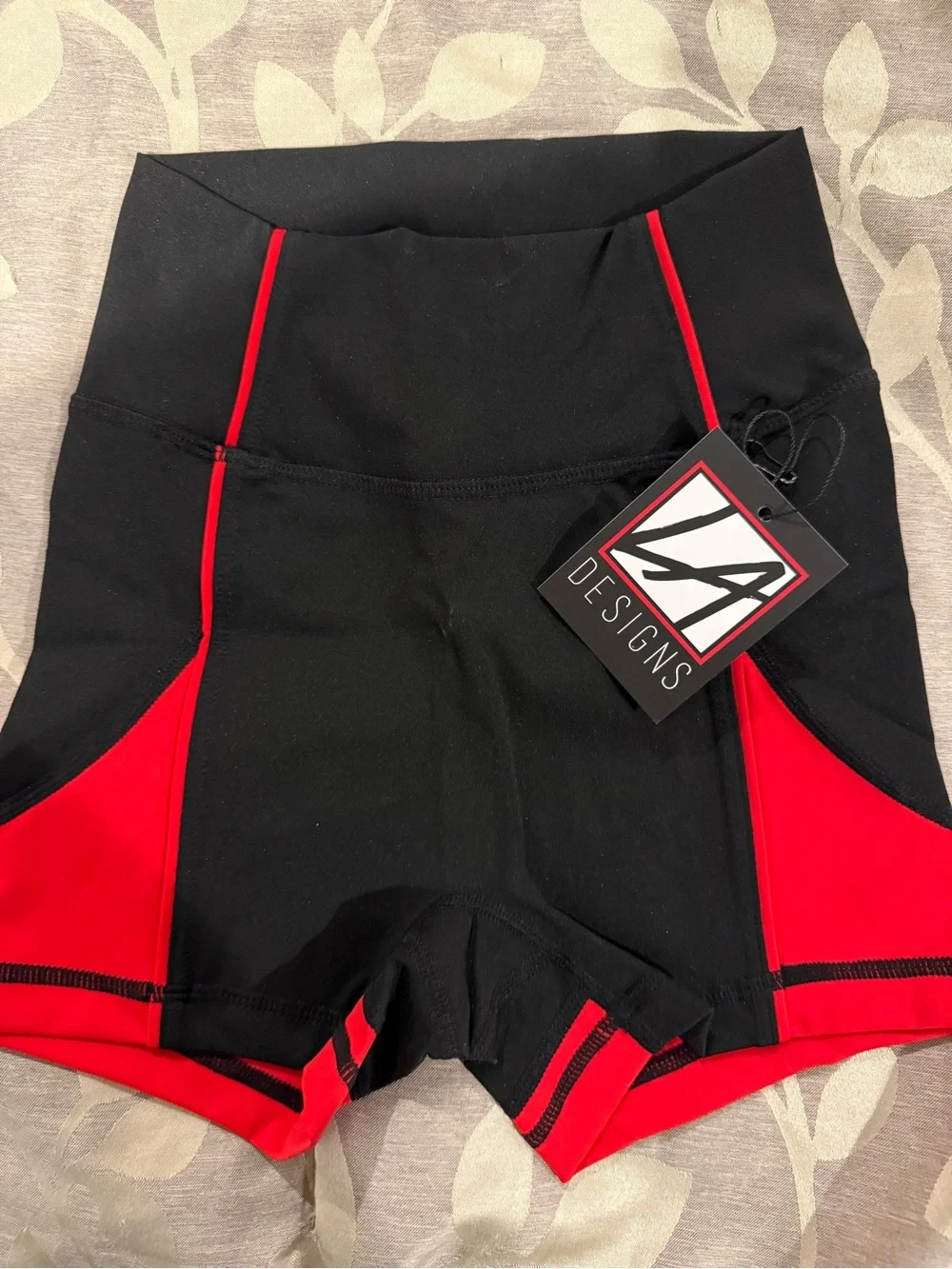 Girls LA Designs Black & Red Dance/Athletic Set - Bra Top + High-Waist Shorts